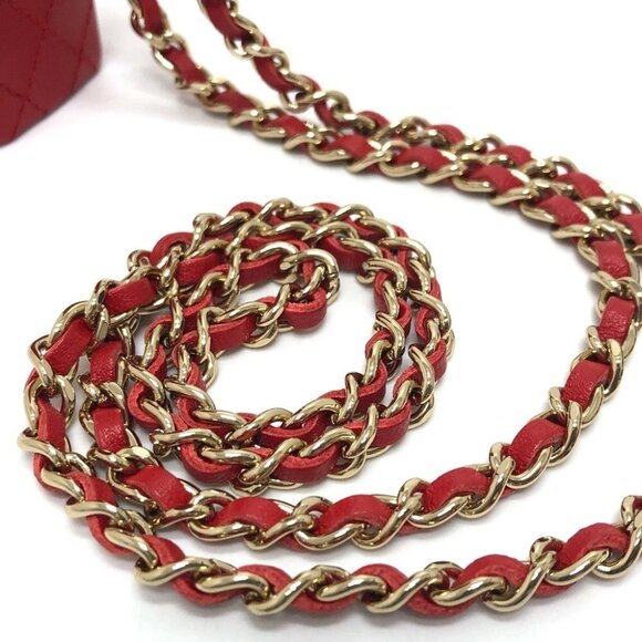 CHANEL CC Mark CC Lip case ChainShoulder Accessory case Leather Red/GoldHardware - Picture 2 of 11